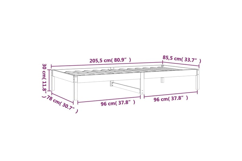 beBasic Dagseng hvit 80x200 cm heltre furu - Hvit - Møbler - Senger - Sengeramme & sengestamme