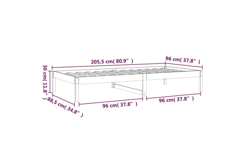 beBasic Dagseng hvit 90x200 cm heltre furu - Hvit - Møbler - Sofaer - Dagsenger