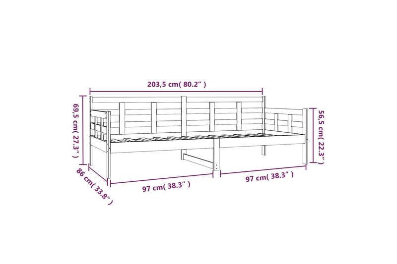 beBasic Dagseng hvit heltre furu 80x200 cm - Hvit - Møbler - Sofaer - Dagsenger