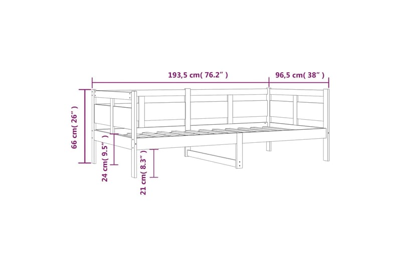 beBasic Dagseng hvit heltre furu 90x190 cm - Hvit - Møbler - Sofaer - Dagsenger