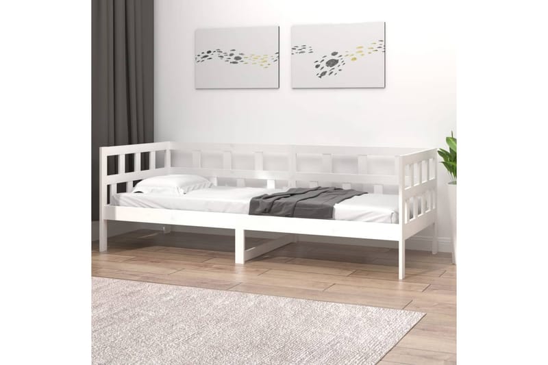 beBasic Dagseng hvit heltre furu 90x200 cm - Hvit - Sengeramme & sengestamme