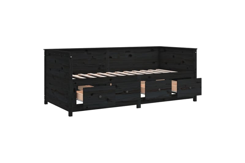 beBasic Dagseng svart 100x200 cm heltre furu - Svart - Møbler - Senger - Sengeramme & sengestamme