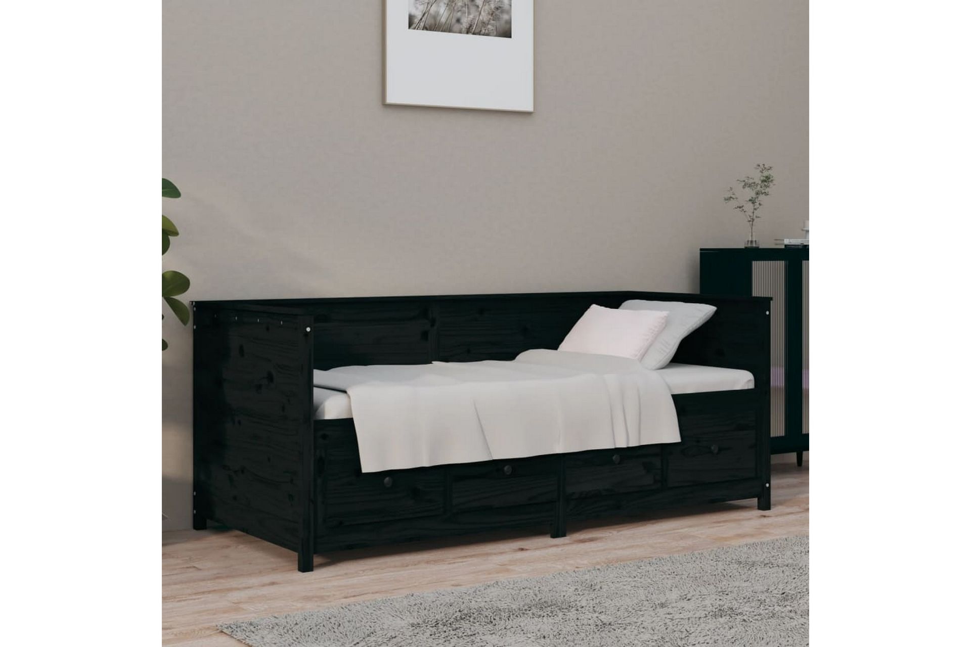 beBasic Dagseng svart 90x190 cm heltre furu - Svart - Møbler - Senger - Sengeramme & sengestamme