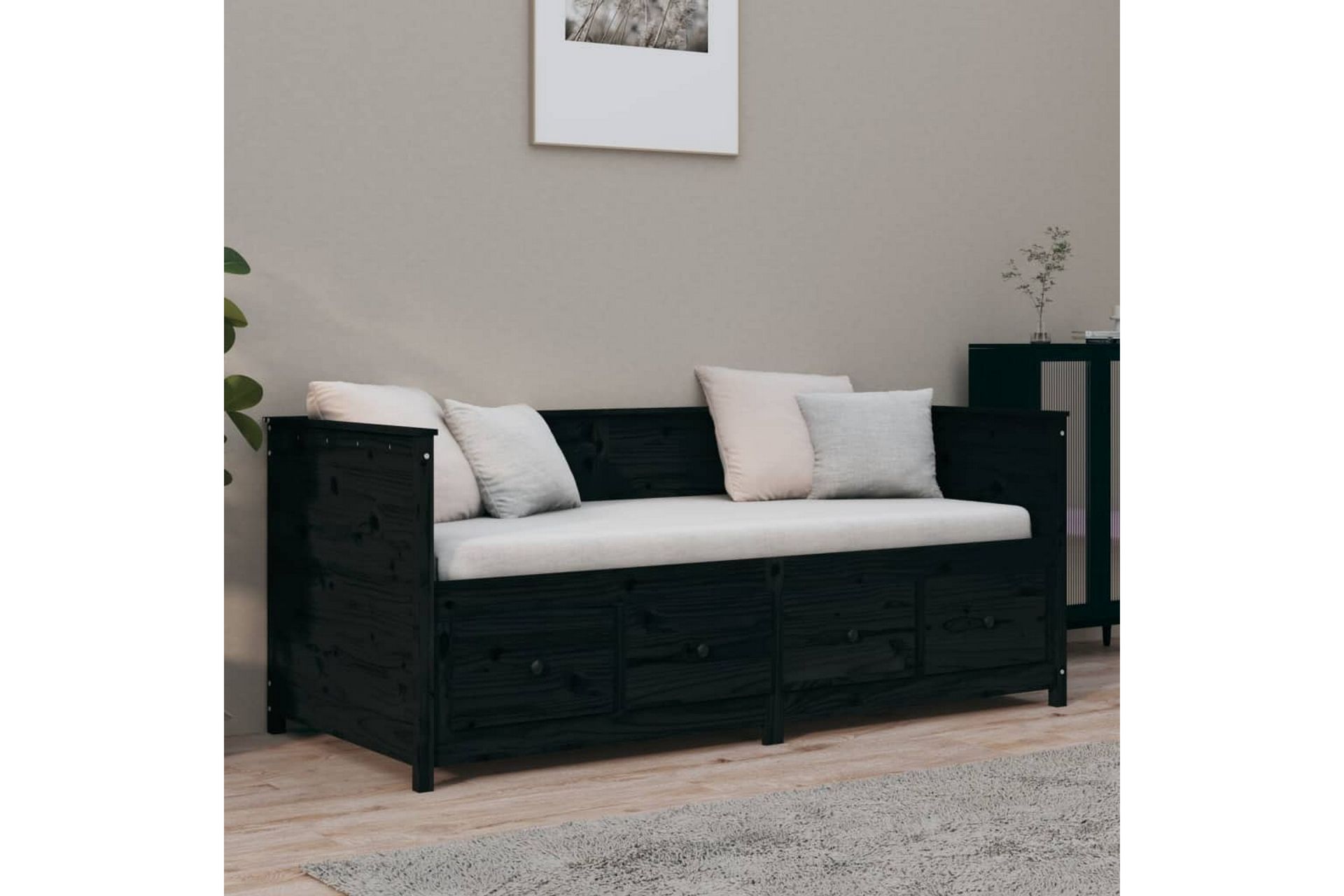 beBasic Dagseng svart 90x190 cm heltre furu - Svart - Møbler - Senger - Sengeramme & sengestamme