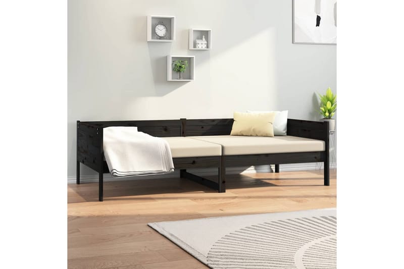 beBasic Dagseng svart heltre furu 90x190 cm - Svart - Sengeramme & sengestamme