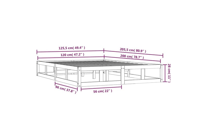 beBasic Sengeramme 120x200 cm heltre - Brun - Sengeramme & sengestamme