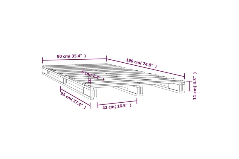 beBasic Sengeramme 90x190 cm heltre furu 3FT Single - Brun - Møbler - Senger - Sengeramme & sengestamme