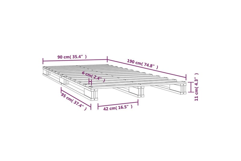 beBasic Sengeramme 90x190 cm heltre furu 3FT Single - Brun - Sengeramme & sengestamme