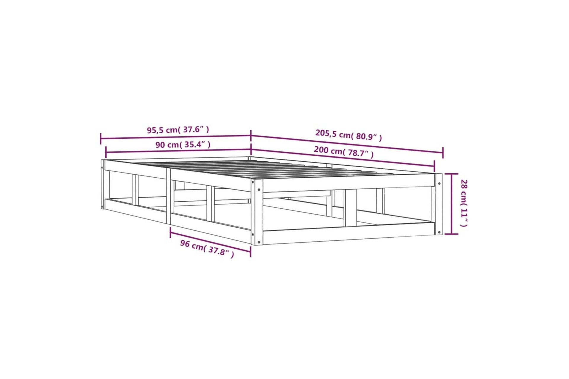 beBasic Sengeramme 90x200 cm heltre - Brun - Møbler - Senger - Sengeramme & sengestamme