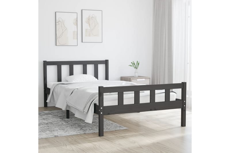 beBasic Sengeramme grå heltre 100x200 cm - GrÃ¥ - Møbler - Senger - Sengeramme & sengestamme