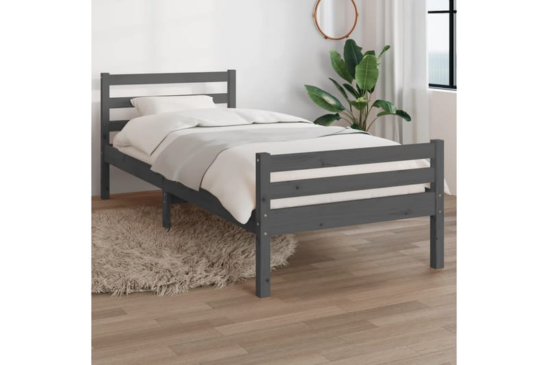 beBasic Sengeramme grå heltre 100x200 cm - GrÃ¥ - Møbler - Senger - Sengeramme & sengestamme