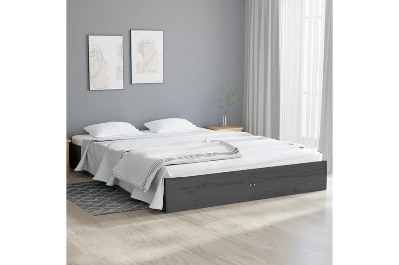 beBasic Sengeramme grå heltre 120x190 cm grå 4FT Small Double - GrÃ¥ - Sengeramme & sengestamme