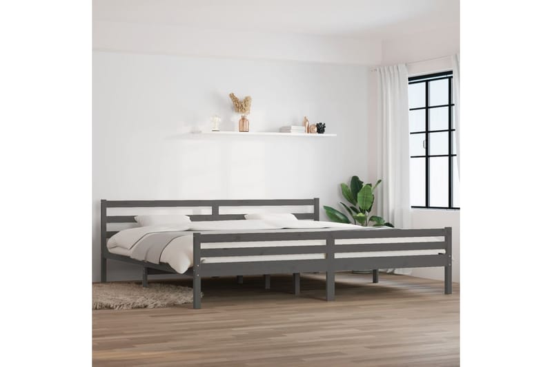 beBasic Sengeramme grå heltre 180x200 cm 6FT Super King - GrÃ¥ - Sengeramme & sengestamme