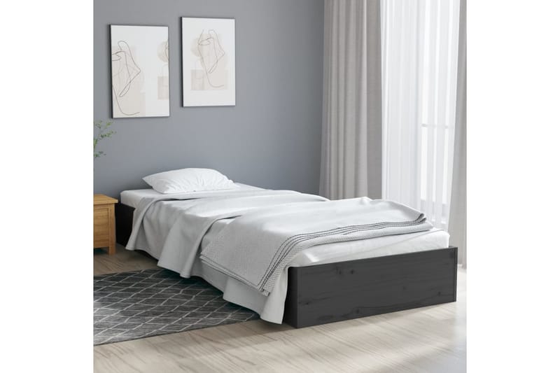beBasic Sengeramme grå heltre 75x190 cm 2FT6 Small Single - GrÃ¥ - Møbler - Senger - Sengeramme & sengestamme