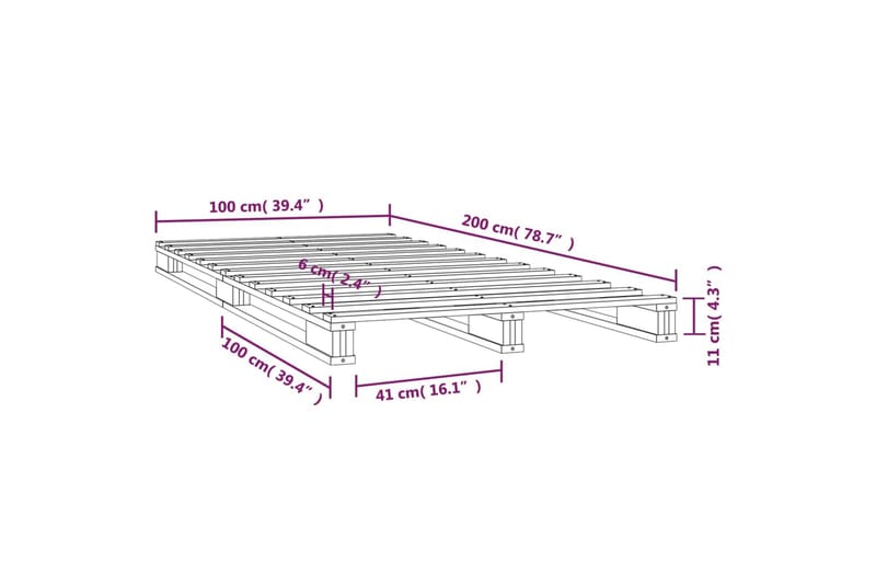 beBasic Sengeramme grå heltre furu 100x200 cm - GrÃ¥ - Sengeramme & sengestamme