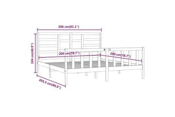 beBasic Sengeramme grå heltre furu 200x200 cm - GrÃ¥ - Møbler - Senger - Sengeramme & sengestamme