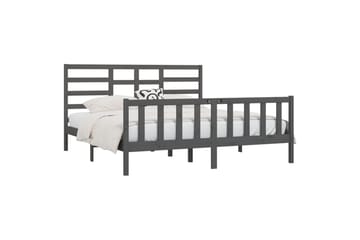 beBasic Sengeramme grå heltre furu 200x200 cm - GrÃ¥ - Møbler - Senger - Sengeramme & sengestamme