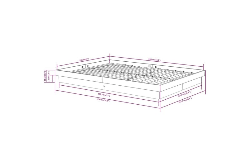 beBasic Sengeramme heltre 120x190 cm 4FT Small Double - Brun - Møbler - Senger - Sengeramme & sengestamme