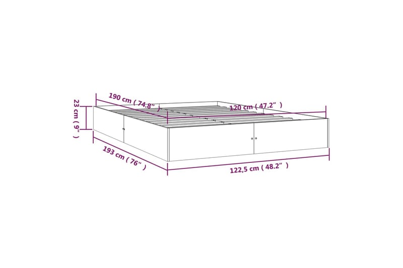beBasic Sengeramme heltre 120x190 cm 4FT Small Double - Brun - Møbler - Senger - Sengeramme & sengestamme