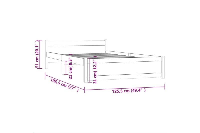 beBasic Sengeramme heltre 120x190 cm 4FT Small Double - Brun - Møbler - Senger - Sengeramme & sengestamme