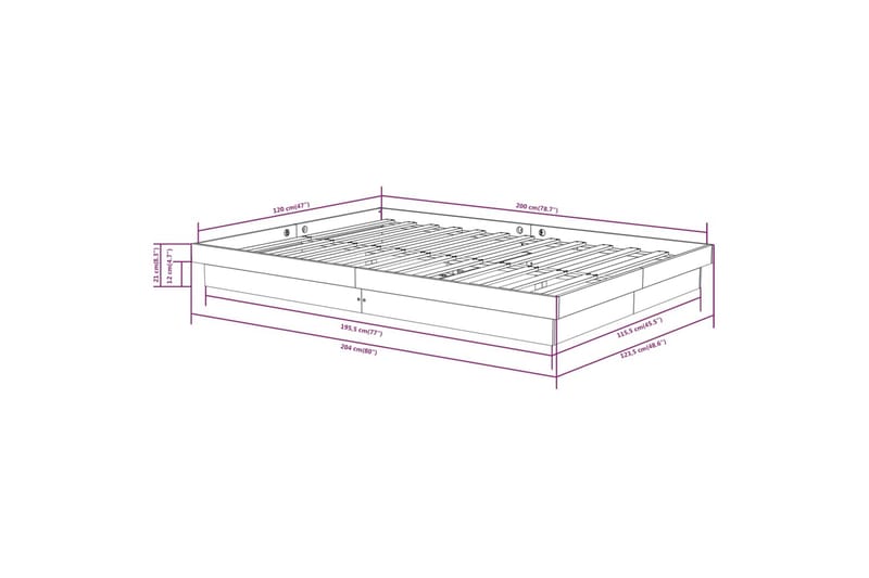 beBasic Sengeramme heltre 120x200 cm - Brun - Møbler - Senger - Sengeramme & sengestamme