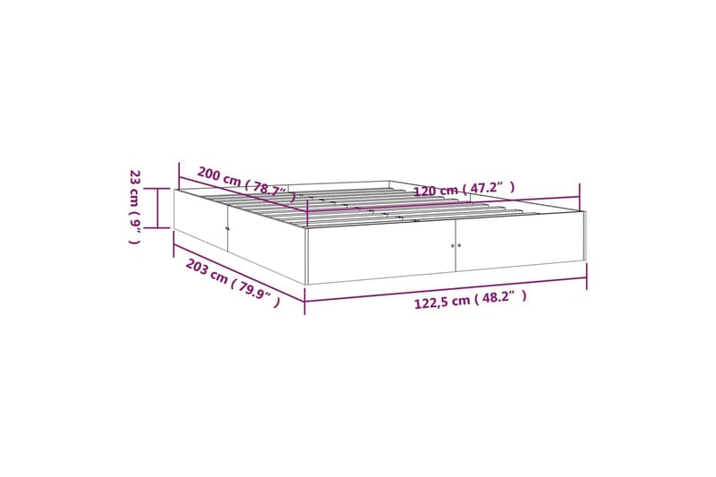 beBasic Sengeramme heltre 120x200 cm - Brun - Sengeramme & sengestamme