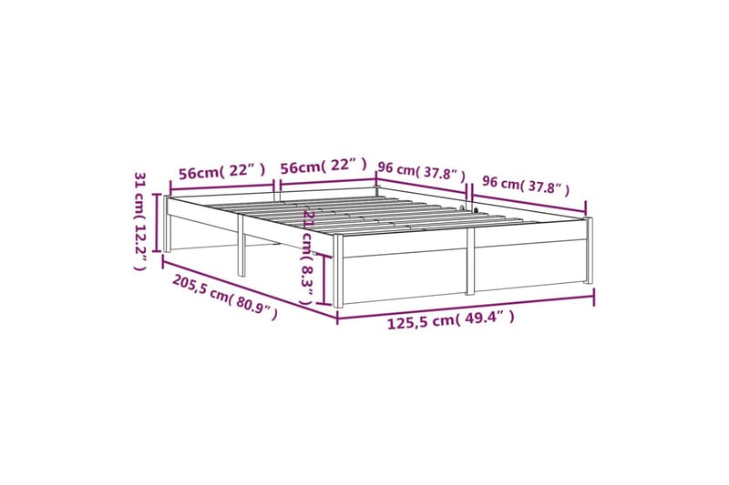beBasic Sengeramme heltre 120x200 cm - Brun - Møbler - Senger - Sengeramme & sengestamme