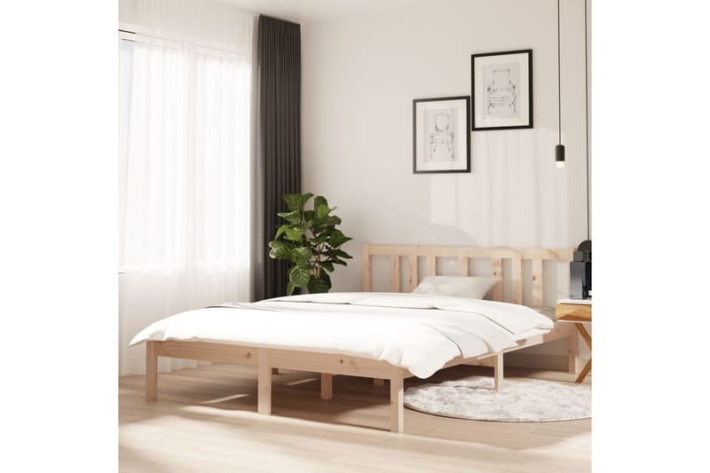 beBasic Sengeramme heltre 135x190 cm 4FT6 Double - Brun - Møbler - Senger - Sengeramme & sengestamme