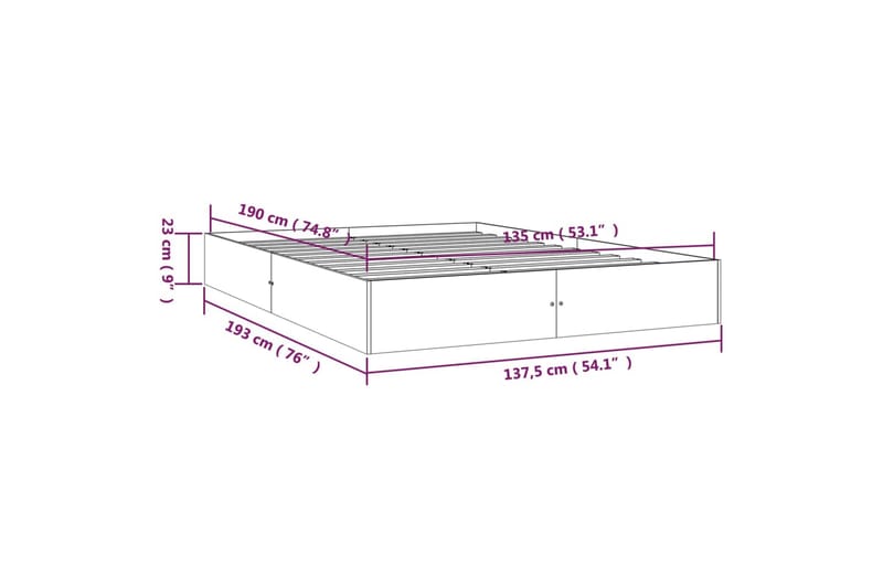 beBasic Sengeramme heltre 135x190 cm 4FT6 Double - Brun - Sengeramme & sengestamme