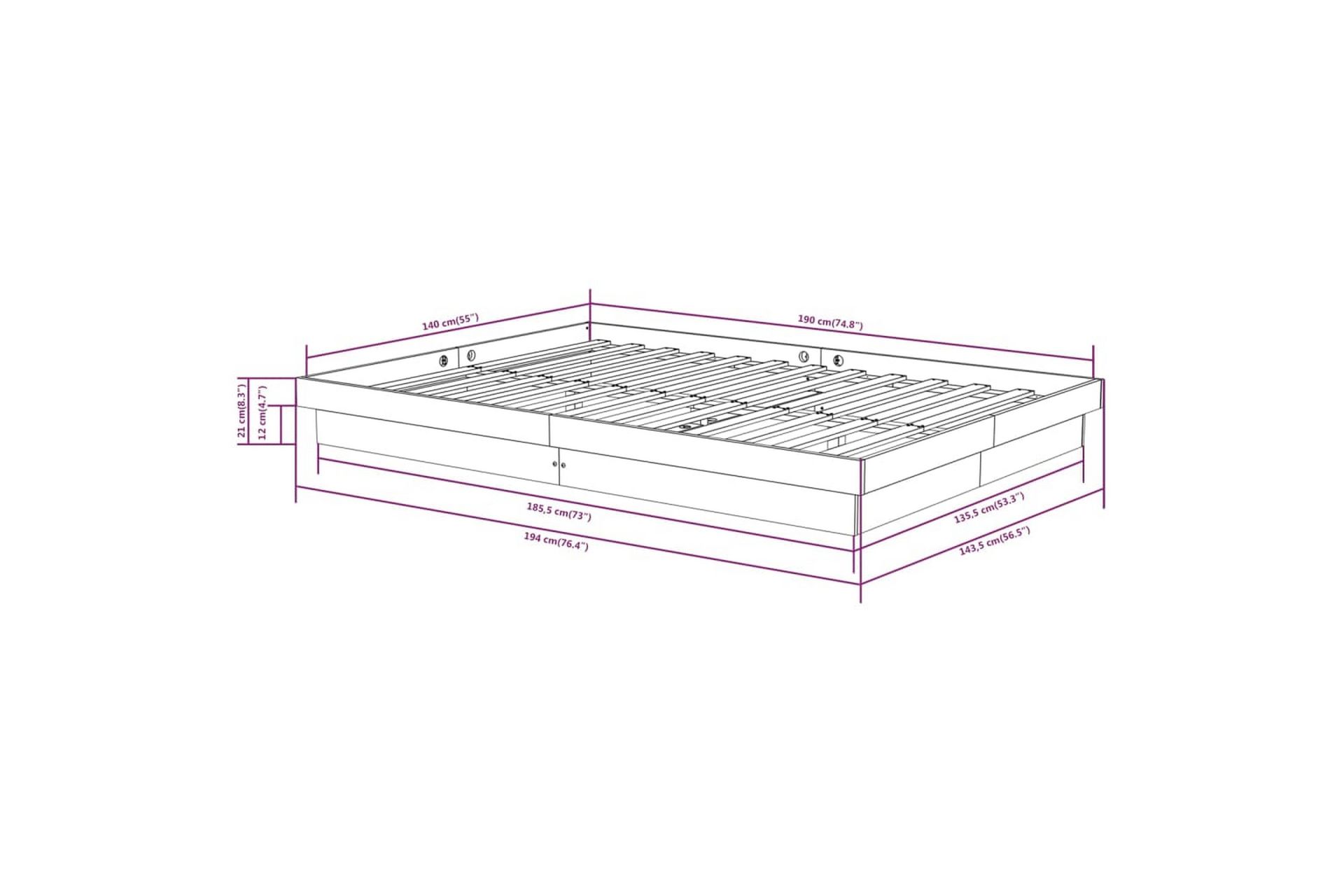 beBasic Sengeramme heltre 140x190 cm 4FT6 Double - Brun - Møbler - Senger - Sengeramme & sengestamme