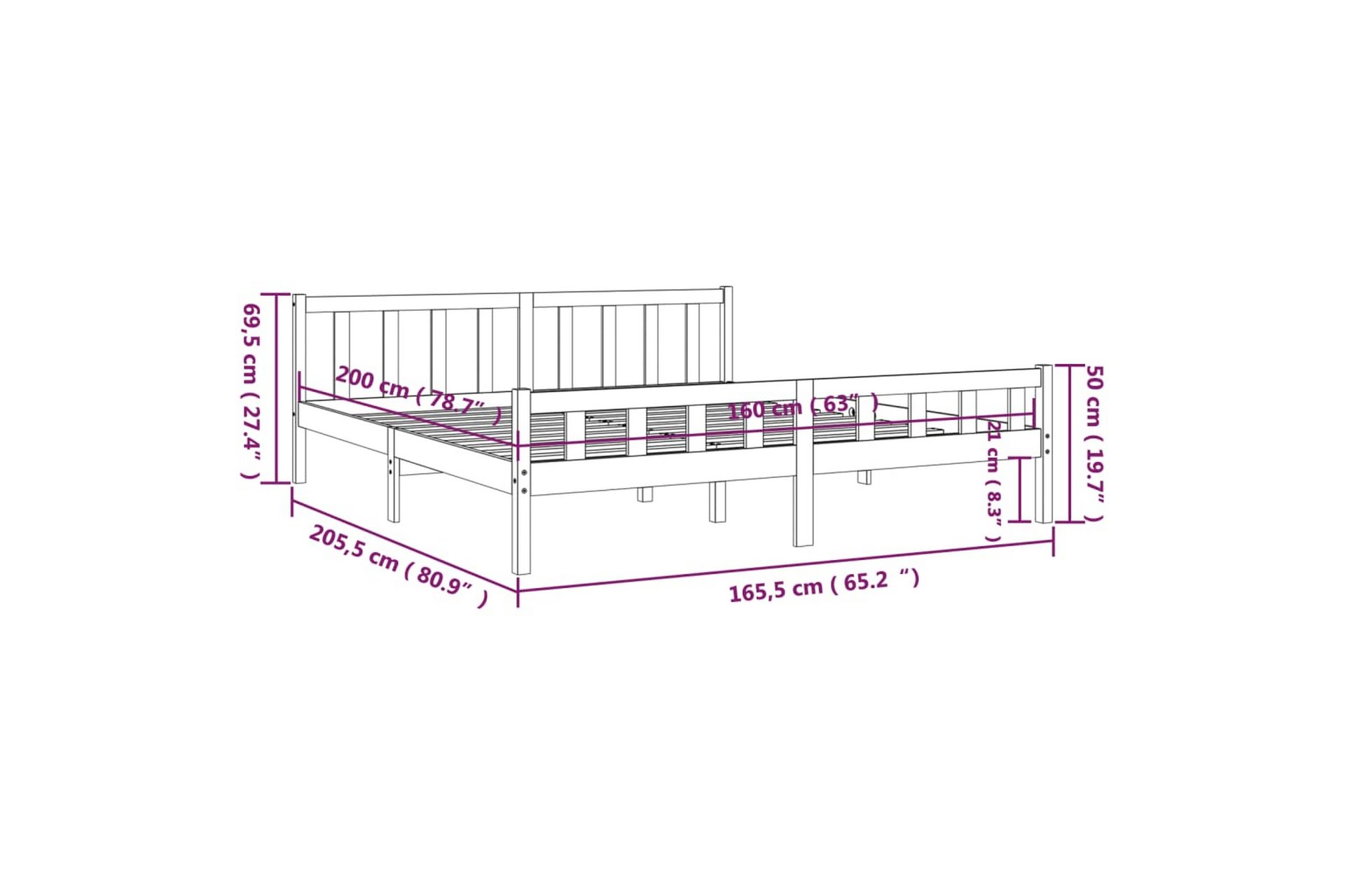 beBasic Sengeramme heltre 160x200 cm - Brun - Møbler - Senger - Sengeramme & sengestamme