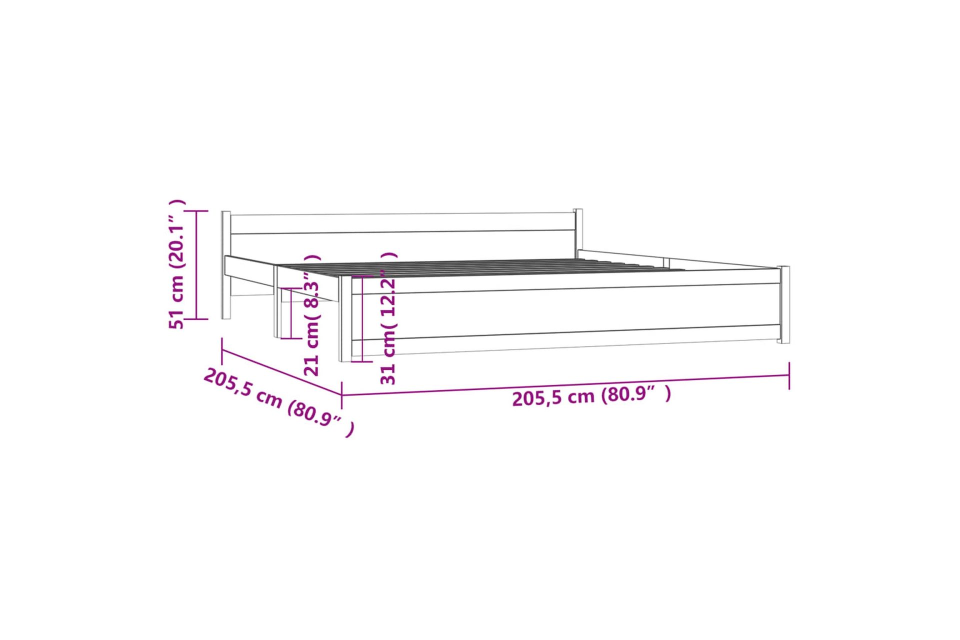 beBasic Sengeramme heltre 200x200 cm - Brun - Møbler - Senger - Sengeramme & sengestamme