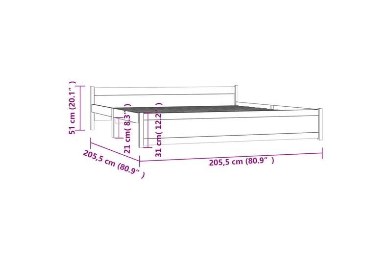 beBasic Sengeramme heltre 200x200 cm - Brun - Sengeramme & sengestamme