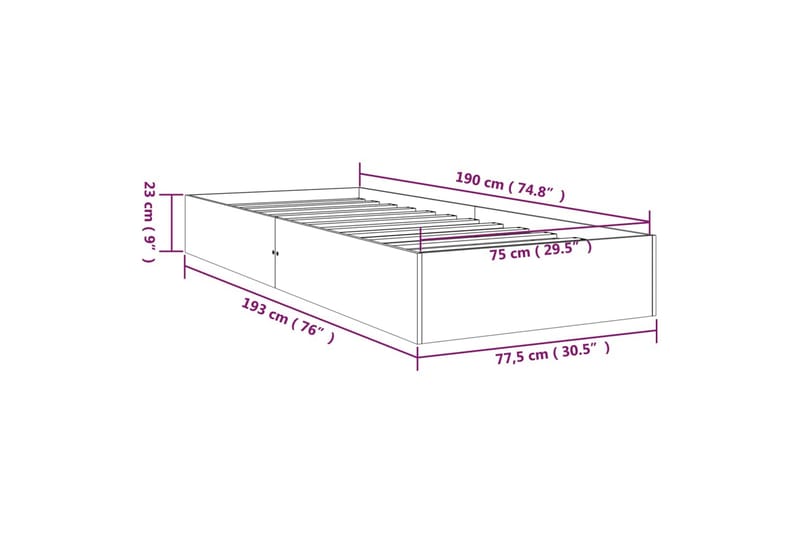 beBasic Sengeramme heltre 75x190 cm 2FT6 Small Single - Brun - Sengeramme & sengestamme