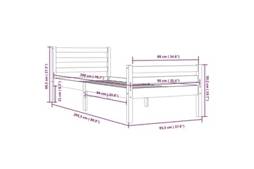 beBasic Sengeramme heltre 90x200 cm - Brun - Møbler - Senger - Sengeramme & sengestamme