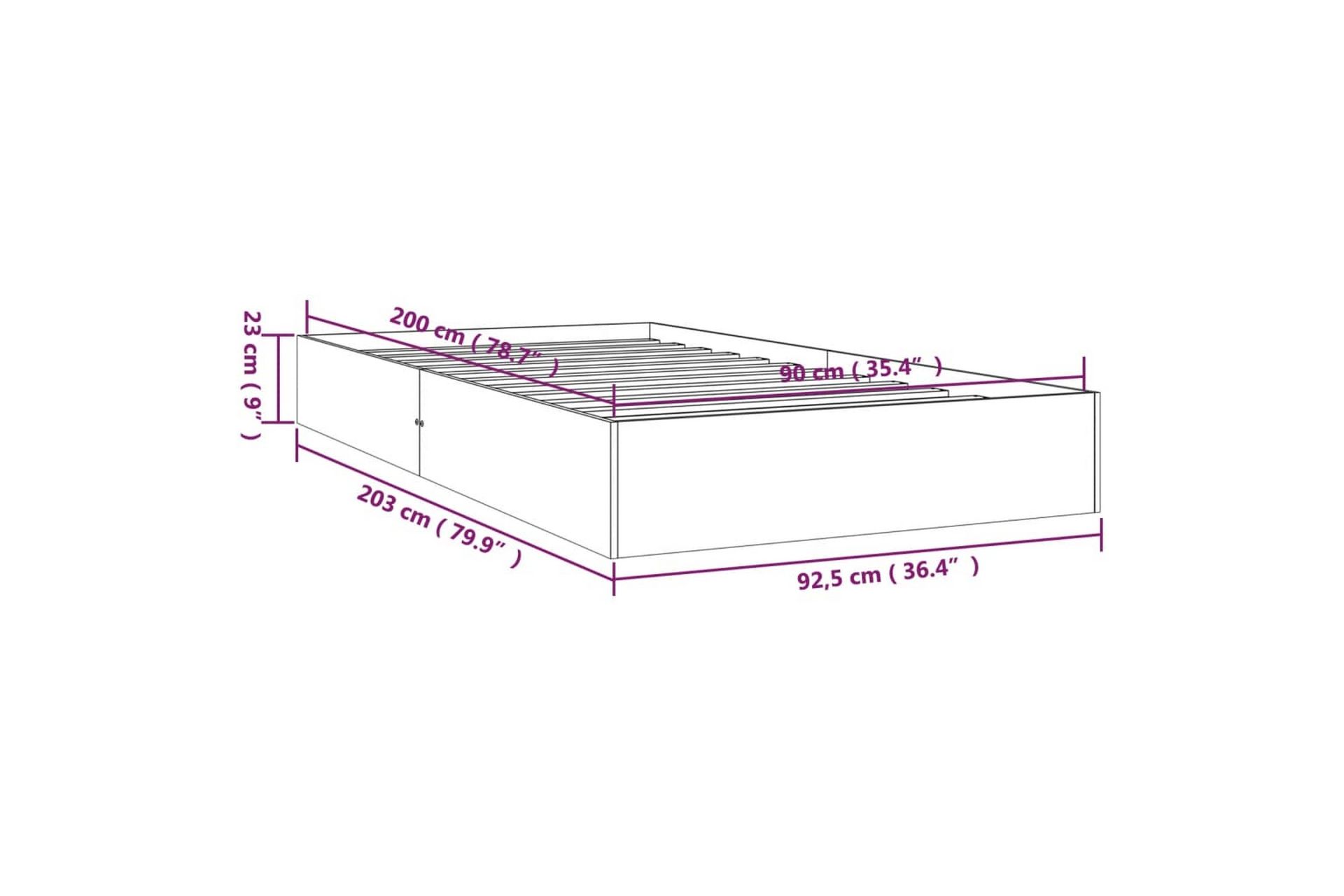 beBasic Sengeramme heltre 90x200 cm - Brun - Møbler - Senger - Sengeramme & sengestamme