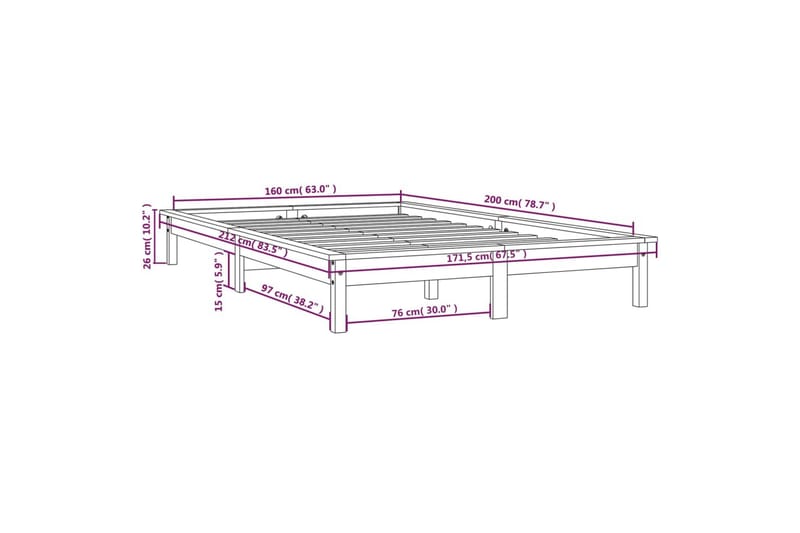 beBasic Sengeramme heltre furu 160x200 cm - Brun - Sengeramme & sengestamme