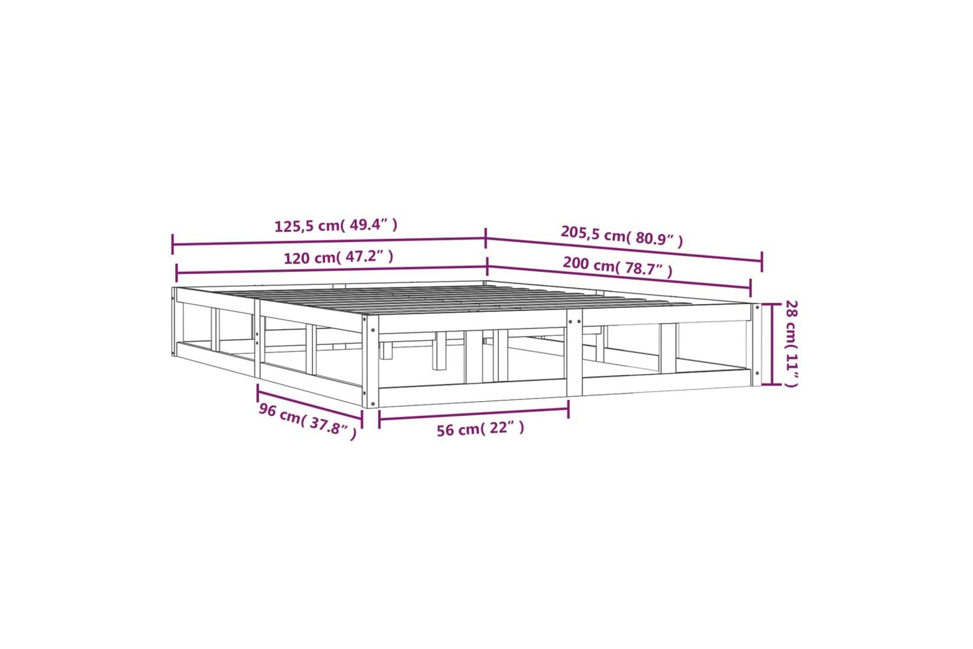beBasic Sengeramme honningbrun 120x200 cm heltre - Brun - Møbler - Senger - Sengeramme & sengestamme