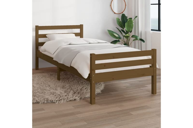 beBasic Sengeramme honningbrun heltre 100x200 cm - Brun - Møbler - Senger - Sengeramme & sengestamme