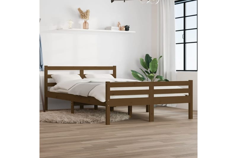 beBasic Sengeramme honningbrun heltre 135x190 cm 4FT6 Double - Brun - Sengeramme & sengestamme