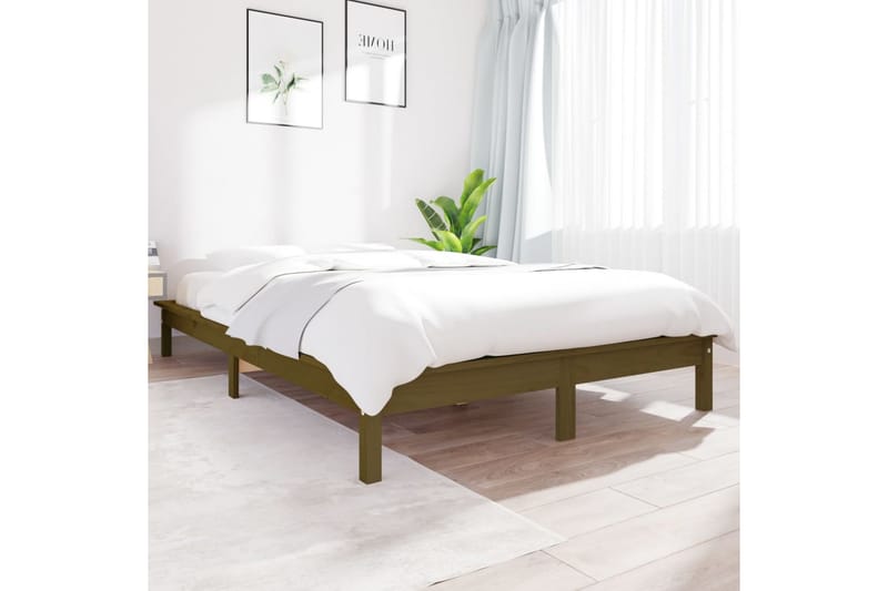 beBasic Sengeramme honningbrun heltre 135x190 cm 4FT6 Double - Brun - Sengeramme & sengestamme