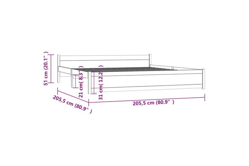 beBasic Sengeramme honningbrun heltre 200x200 cm - Brun - Sengeramme & sengestamme