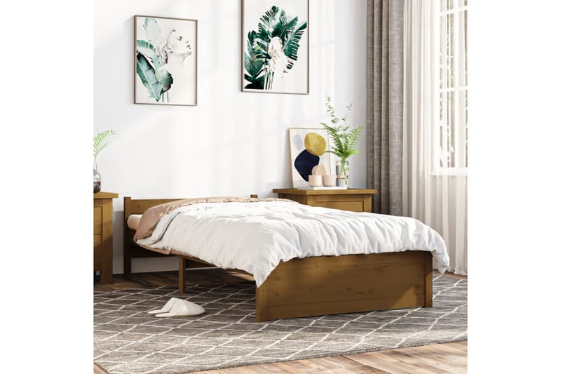beBasic Sengeramme honningbrun heltre 90x190 cm 3FT Single - Brun - Møbler - Senger - Sengeramme & sengestamme