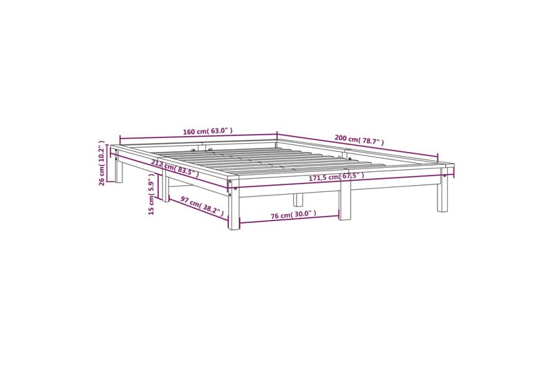 beBasic Sengeramme honningbrun heltre furu 160x200 cm - Brun - Sengeramme & sengestamme