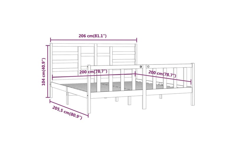 beBasic Sengeramme honningbrun heltre furu 200x200 cm - Brun - Sengeramme & sengestamme