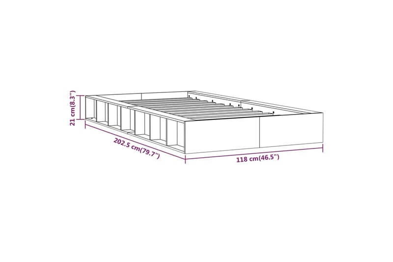 beBasic Sengeramme hvit 100x200 cm heltre - Hvit - Møbler - Senger - Sengeramme & sengestamme