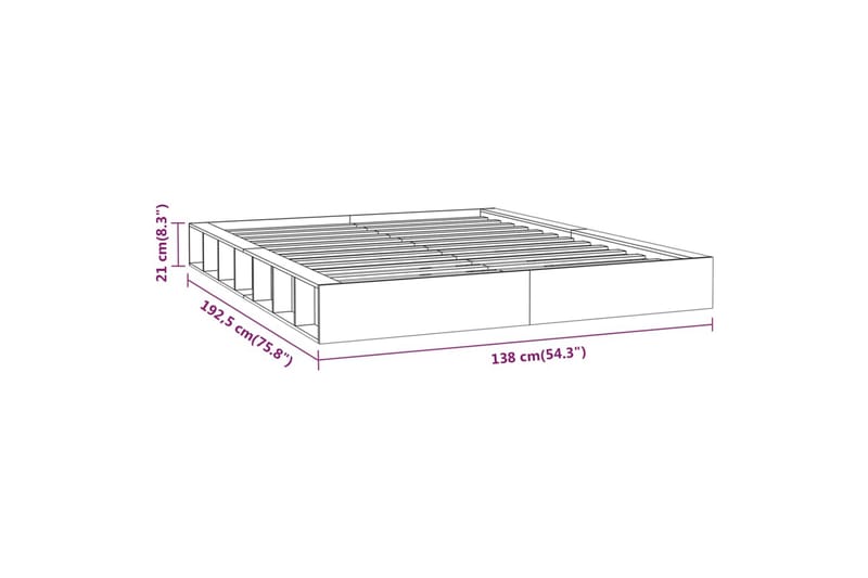 beBasic Sengeramme hvit 120x190 cm 4FT Small Double heltre - Hvit - Sengeramme & sengestamme