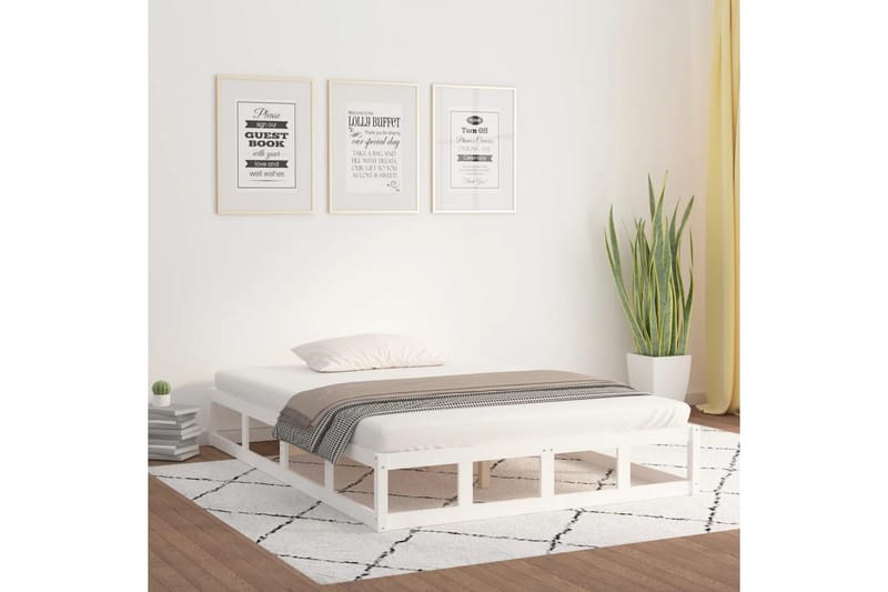 beBasic Sengeramme hvit 120x190 cm 4FT Small Double heltre - Hvit - Møbler - Senger - Sengeramme & sengestamme