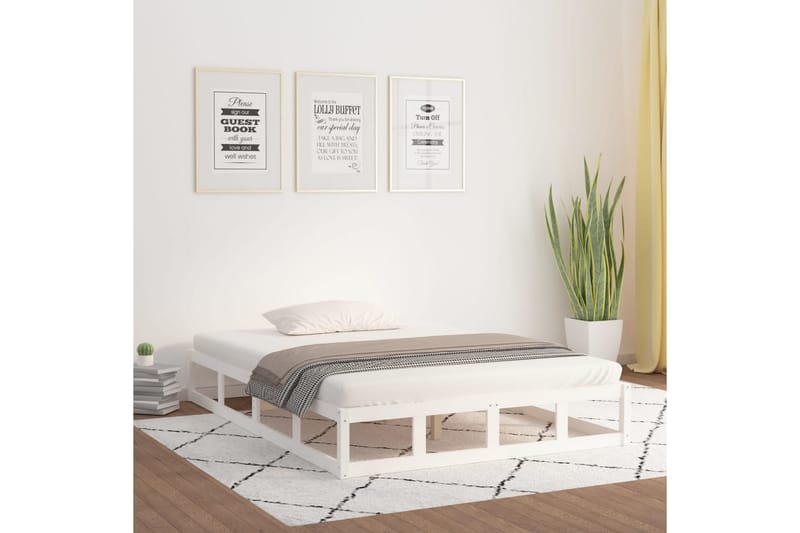 beBasic Sengeramme hvit 140x190 cm heltre - Hvit - Møbler - Senger - Sengeramme & sengestamme