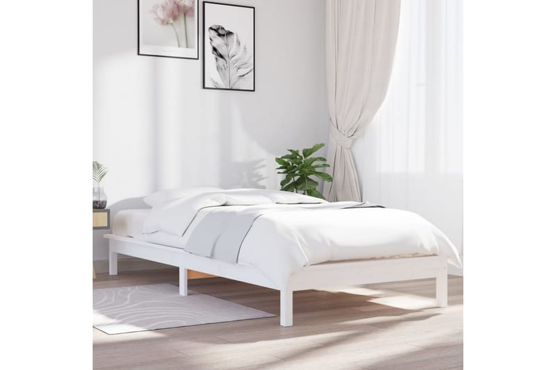 beBasic Sengeramme hvit 90x200 cm heltre furu - Hvit - Møbler - Senger - Sengeramme & sengestamme